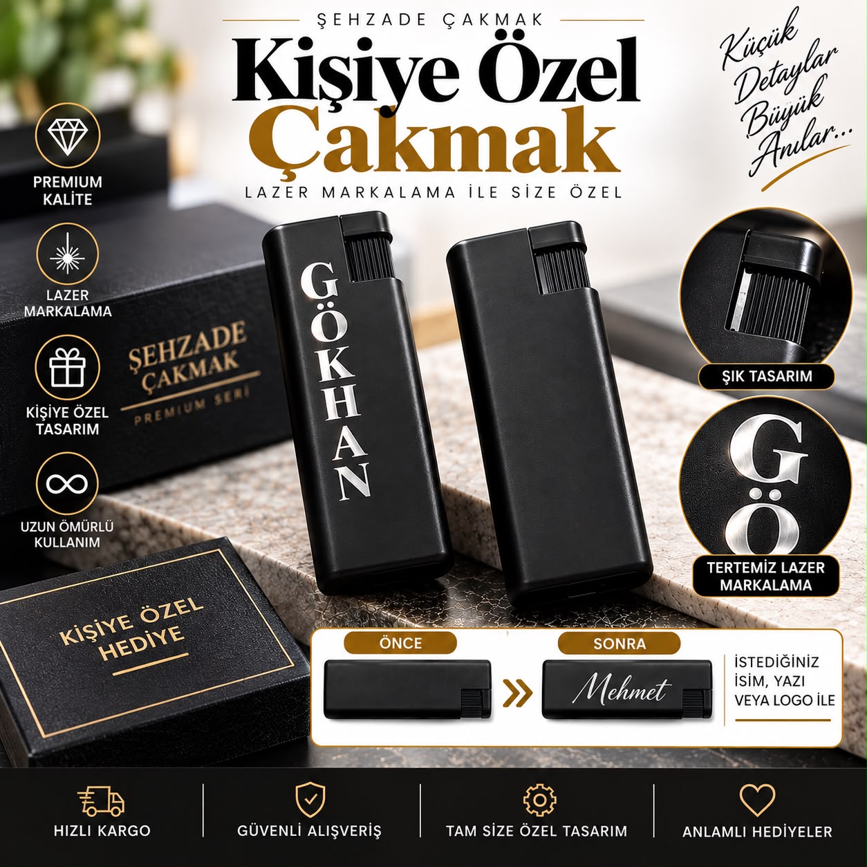 Kişiye özel isimli çakmak